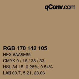 カラーコード: RGB 170 142 105 | qconv.com