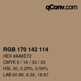 Color code: RGB 170 142 114 | qconv.com