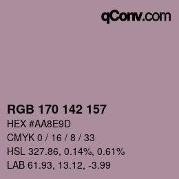 Color code: RGB 170 142 157 | qconv.com