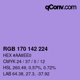 Color code: RGB 170 142 224 | qconv.com