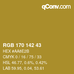 Color code: RGB 170 142 43 | qconv.com