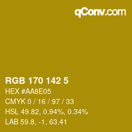 Color code: RGB 170 142 5 | qconv.com