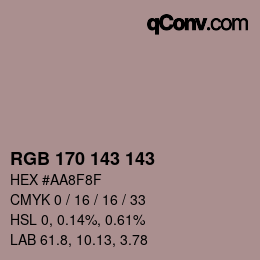 カラーコード: RGB 170 143 143 | qconv.com