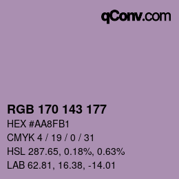 Color code: RGB 170 143 177 | qconv.com