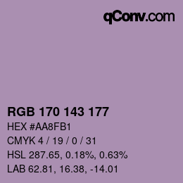 Color code: RGB 170 143 177 | qconv.com