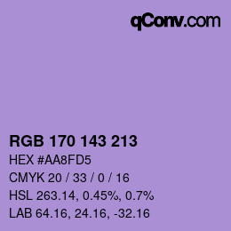 Color code: RGB 170 143 213 | qconv.com