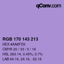 Color code: RGB 170 143 213 | qconv.com