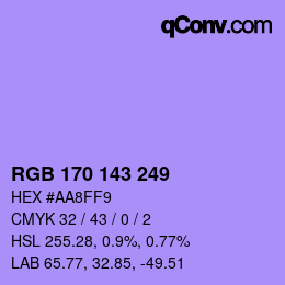 Color code: RGB 170 143 249 | qconv.com