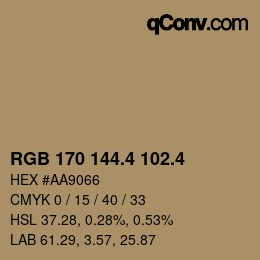 カラーコード: RGB 170 144.4 102.4 | qconv.com