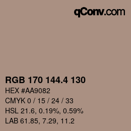 カラーコード: RGB 170 144.4 130 | qconv.com