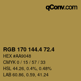 カラーコード: RGB 170 144.4 72.4 | qconv.com