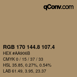 カラーコード: RGB 170 144.8 107.4 | qconv.com