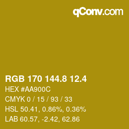 カラーコード: RGB 170 144.8 12.4 | qconv.com
