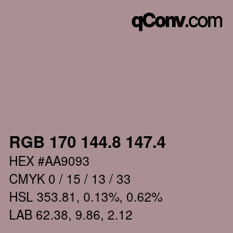カラーコード: RGB 170 144.8 147.4 | qconv.com