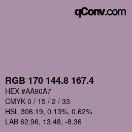 カラーコード: RGB 170 144.8 167.4 | qconv.com