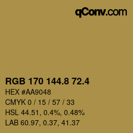 カラーコード: RGB 170 144.8 72.4 | qconv.com