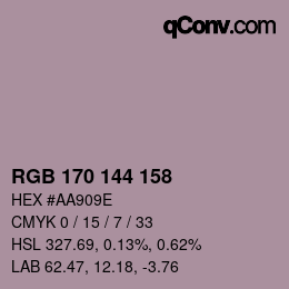 カラーコード: RGB 170 144 158 | qconv.com