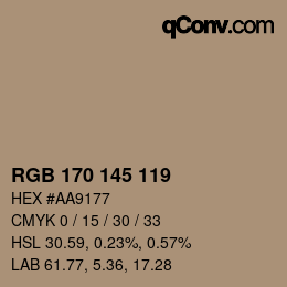 Color code: RGB 170 145 119 | qconv.com
