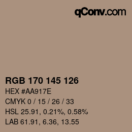 Farbcode: RGB 170 145 126 | qconv.com