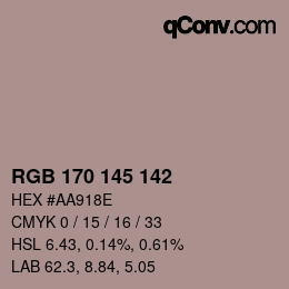 Color code: RGB 170 145 142 | qconv.com