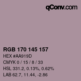 Color code: RGB 170 145 157 | qconv.com