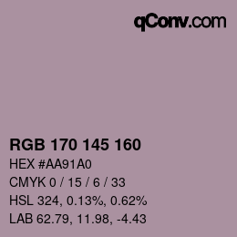 Color code: RGB 170 145 160 | qconv.com