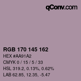 Color code: RGB 170 145 162 | qconv.com