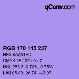Color code: RGB 170 145 237 | qconv.com