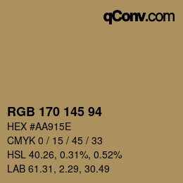 Color code: RGB 170 145 94 | qconv.com