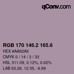 カラーコード: RGB 170 146.2 165.6 | qconv.com