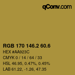 カラーコード: RGB 170 146.2 60.6 | qconv.com