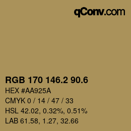 カラーコード: RGB 170 146.2 90.6 | qconv.com