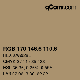 カラーコード: RGB 170 146.6 110.6 | qconv.com