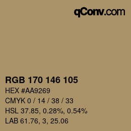 カラーコード: RGB 170 146 105 | qconv.com