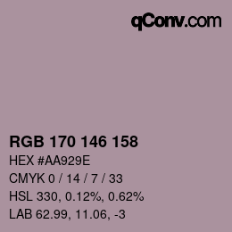 カラーコード: RGB 170 146 158 | qconv.com