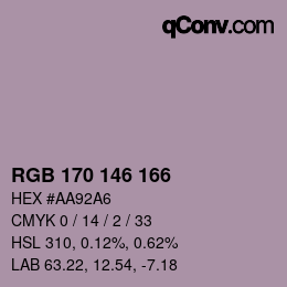 カラーコード: RGB 170 146 166 | qconv.com