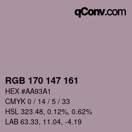 Color code: RGB 170 147 161 | qconv.com