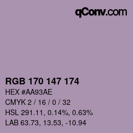 Color code: RGB 170 147 174 | qconv.com