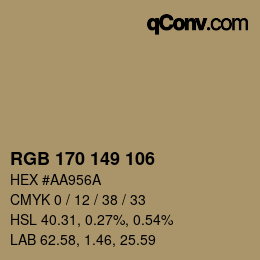 Farbcode: RGB 170 149 106 | qconv.com