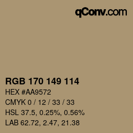 Color code: RGB 170 149 114 | qconv.com