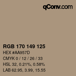 Farbcode: RGB 170 149 125 | qconv.com