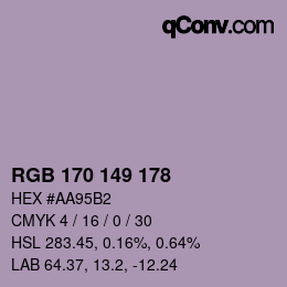 Color code: RGB 170 149 178 | qconv.com