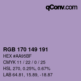 Color code: RGB 170 149 191 | qconv.com