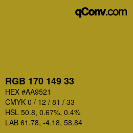Color code: RGB 170 149 33 | qconv.com