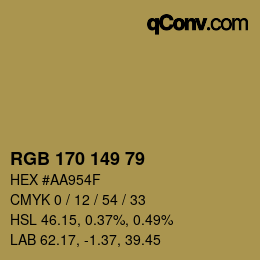 Color code: RGB 170 149 79 | qconv.com