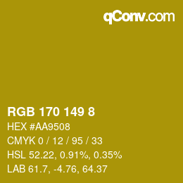 カラーコード: RGB 170 149 8 | qconv.com