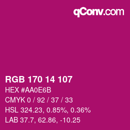 Color code: RGB 170 14 107 | qconv.com