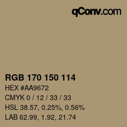 Color code: RGB 170 150 114 | qconv.com