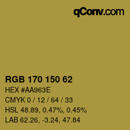 Color code: RGB 170 150 62 | qconv.com