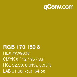 Color code: RGB 170 150 8 | qconv.com